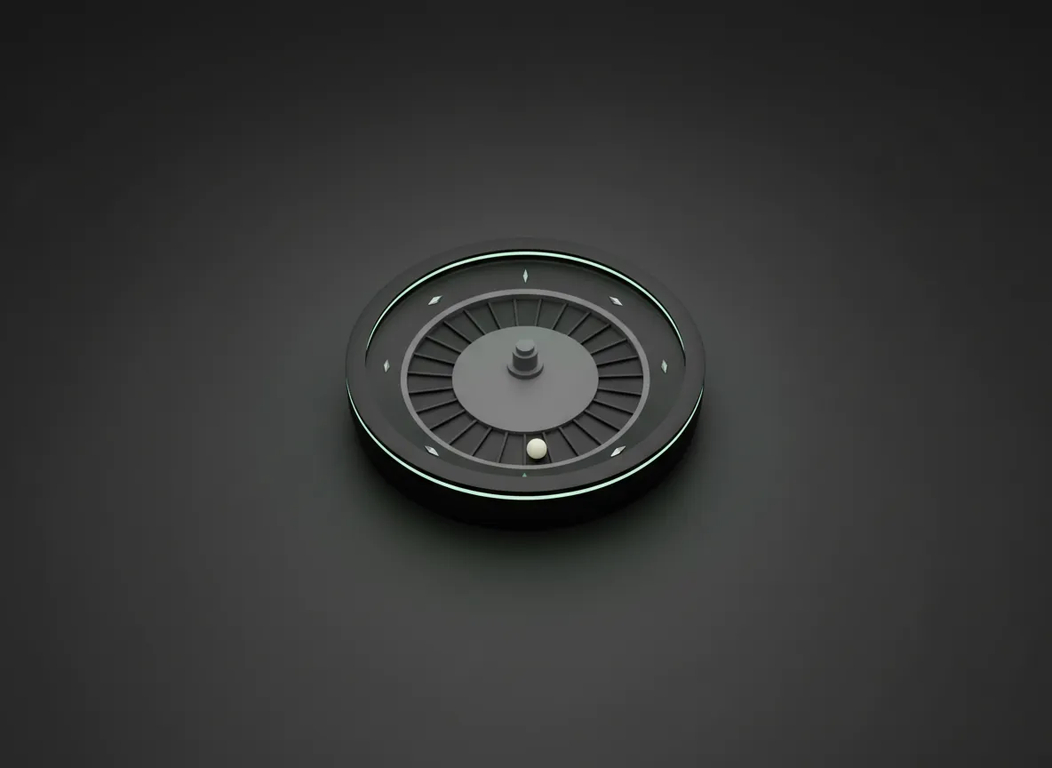 3D render of a matte black roulette wheel with blank pockets