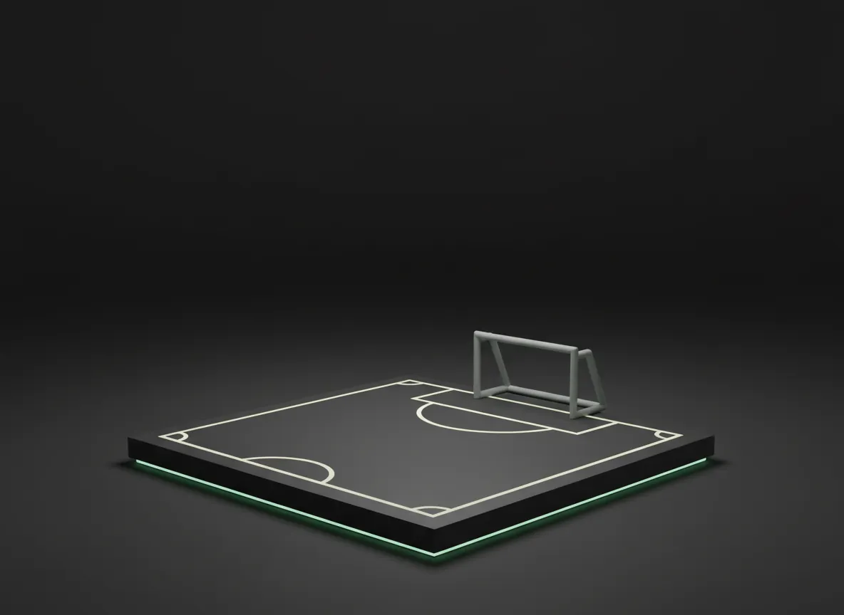 3D render of a miniature football pitch corner with a small goal
