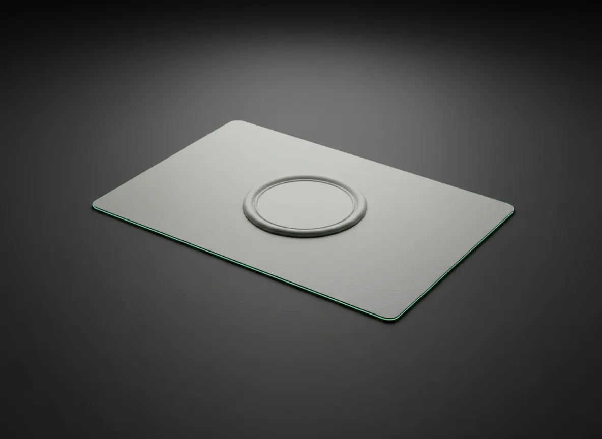 3D render of a matte card with a blank embossed seal