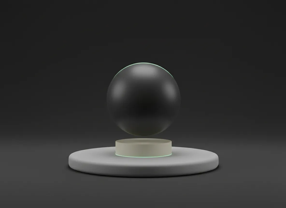 3D render of a smooth pebble balanced on a small plinth